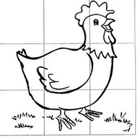 Desenho de Quebra-cabeça galinha para colorir