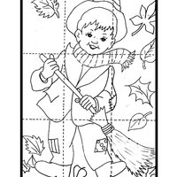Desenho de Quebra-cabeça de outono para colorir