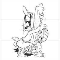 Desenho de Quebra-cabeça do Pateta e Donald para colorir