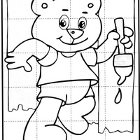Desenho de Quebra-cabeça de ursinho pintor para colorir