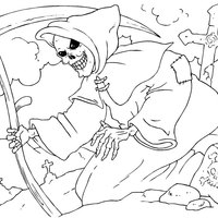 Desenho de Santa Morte no cemitério para colorir