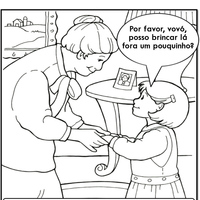 Desenho de Menina pedindo por favor para colorir