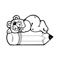 Desenho de Ursinho dormindo sobre lápis para colorir