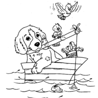 Desenho de Cachorrinho pescando para colorir