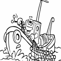 Desenho de Barco pesqueiro para colorir
