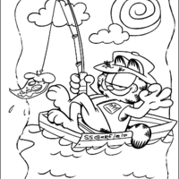 Desenho de Garfield pescando para colorir
