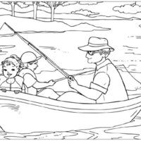 Desenho de Família pescando para colorir