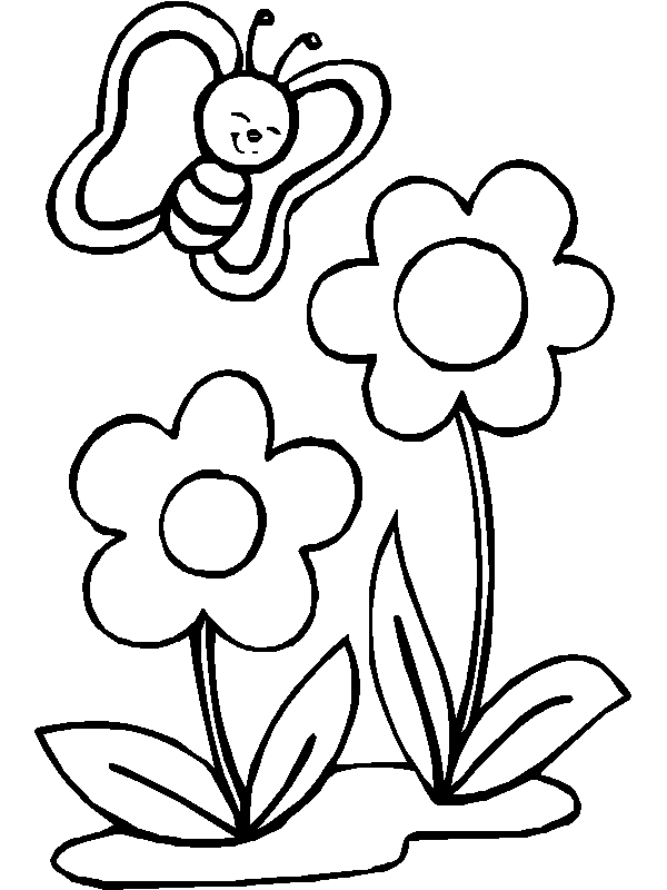 Desenho de Borboleta e flores para colorir - Tudodesenhos
