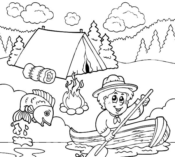 Desenho de Fogo de acampamento para colorir - Tudodesenhos