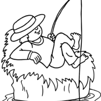 Desenho de Menino relaxado pescando para colorir