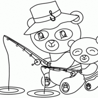 Desenho de Papai urso pescando para colorir