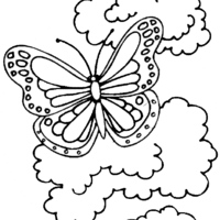 Desenho de Borboleta nas nuvens para colorir