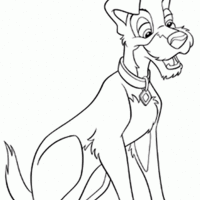 Desenho de Cachorro do filme A Dama e o Vagabundo para colorir