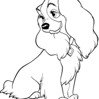 Desenho de Cachorra do filme A Dama e o Vagabundo para colorir