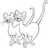 Desenho de Gatos Si e Ão de A Dama e o Vagabundo para colorir