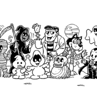 Desenho de Turma do Penadinho no dia das bruxas para colorir