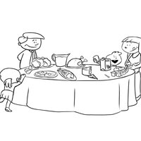 Desenho de Hora do jantar para colorir