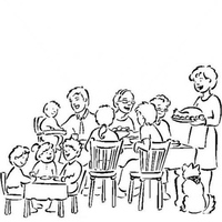 Desenho de Almoço em família para colorir