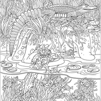 Desenho de Flora e fauna da Amazônia para colorir