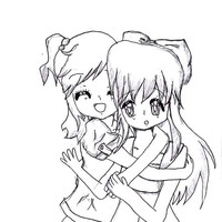 Desenho de Abraço de amigas para colorir