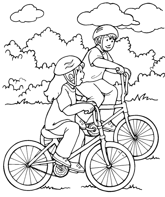 Amigos andando de bicicleta