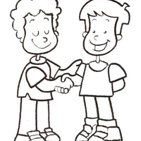 Desenho de Amigos dando aperto de mãos para colorir