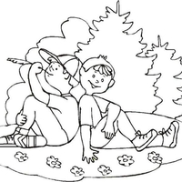 Desenho de Amigos juntos no campo para colorir
