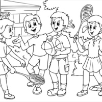 Desenho de Amigos no esporte para colorir