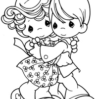 Desenho de Amizade entre menino e menina para colorir