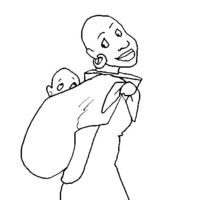 Desenho de Mulher angolana carregando bebê para colorir
