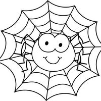 Desenho de Aranha feliz na teia para colorir