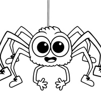 Desenho de Aranha descendo da teia para colorir