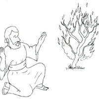 Desenho de Moisés e a sarça ardente para colorir