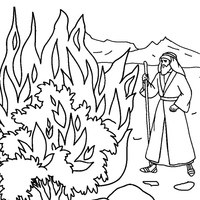 Desenho de Moisés e a fogueira para colorir
