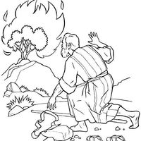 Desenho de Moisés e o arbusto em chamas para colorir