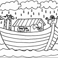 Desenho de Arca de Noé no mar para colorir
