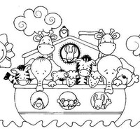 Desenho de Arca de Noé infantil para colorir