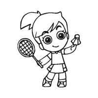 Desenho de Menininha praticando badminton para colorir