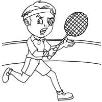 Desenho de Jogador correndo na quadra de badminton para colorir