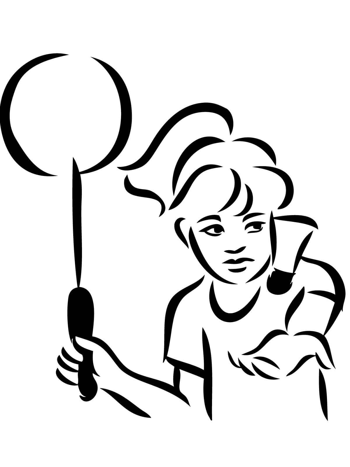 Menina sacando no badminton