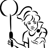 Desenho de Menina sacando no badminton para colorir