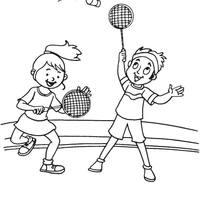 Desenho de Crianças jogando badminton para colorir