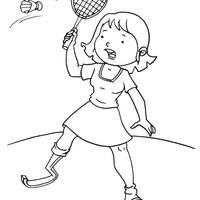 Desenho de Menina jogando badminton para colorir