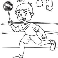 Desenho de Menino e badminton para colorir