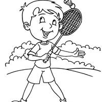 Desenho de Menino se divertindo no badminton para colorir