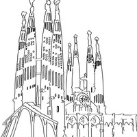 Desenho de Igreja Sagrada Família para colorir