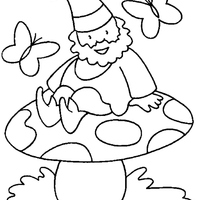 Desenho de Gnomo sentado no cogumelo para colorir