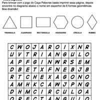 Desenho de Caça-palavras de figuras geométricas para colorir