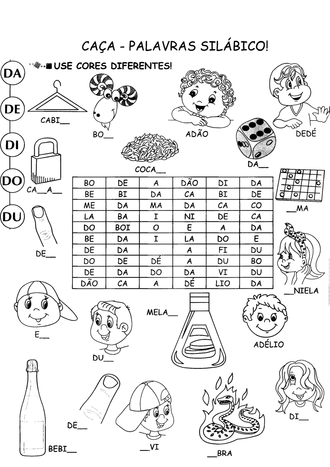 Desenho de Caça-palavras silábico para colorir - Tudodesenhos