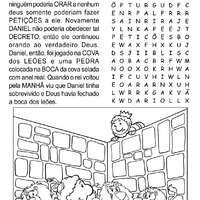 Desenho de Caça-palavras de Daniel na cova dos leões para colorir